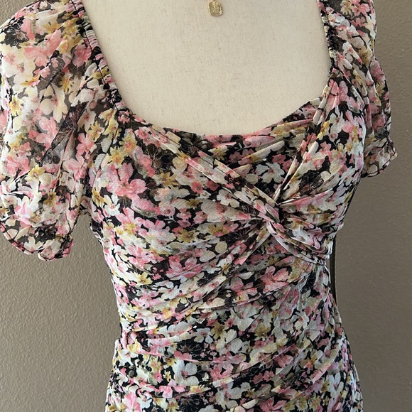 Floral print overlay mesh dress - Picture 12 of 14